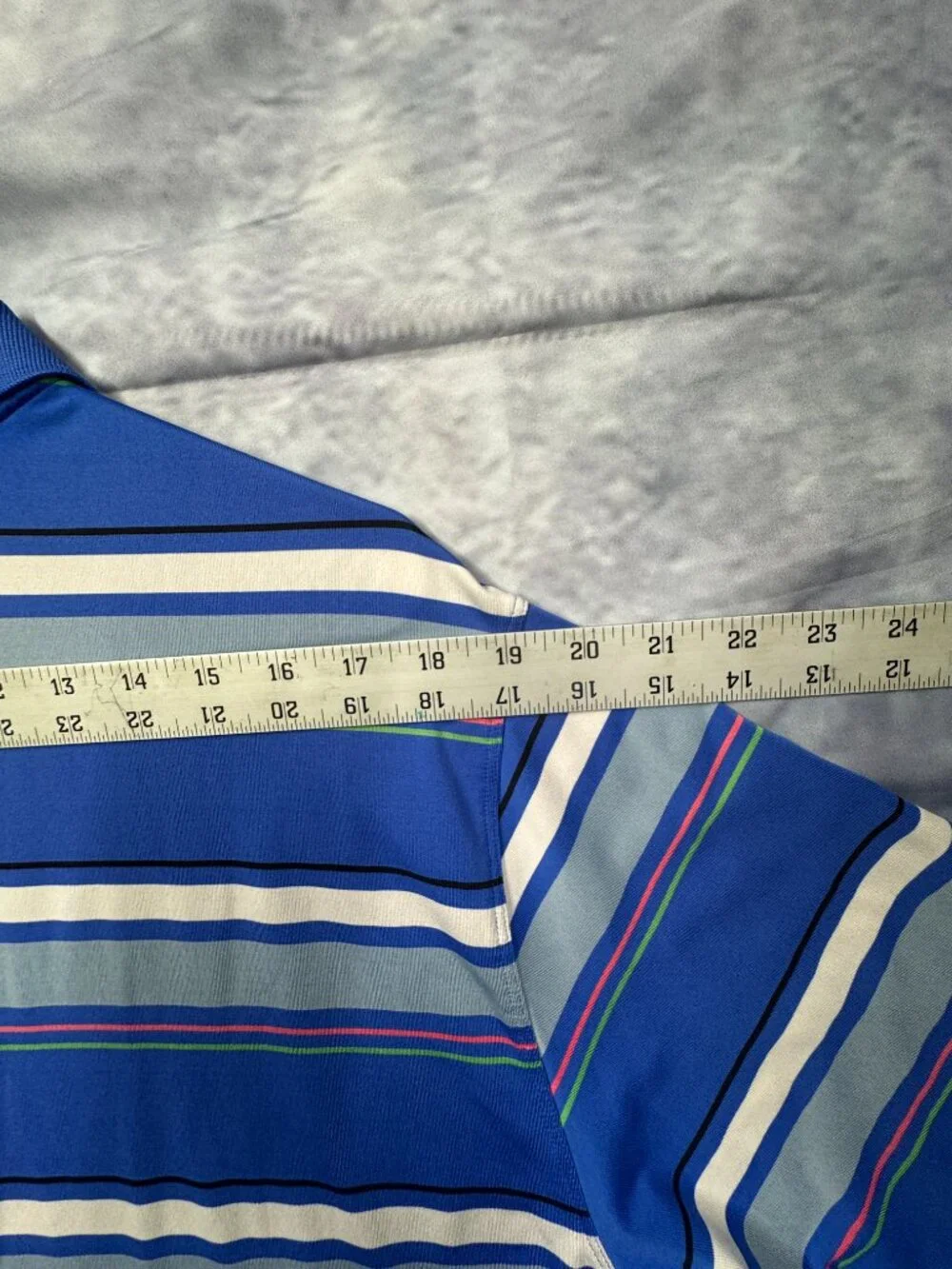 Men's Blue White Striped Nike Golf Pullover Polo Shirt Size Large